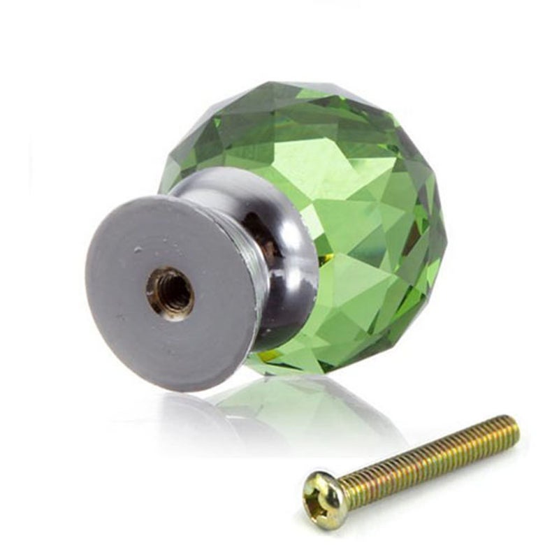 ANJUU 12 Pcs 30mm Round Shape Crystal Glass Cabinet Knobs with Screws Drawer Knob Pull Handle Used for Kitchen, Dresser, Door, Cupboard(Green - Image 3